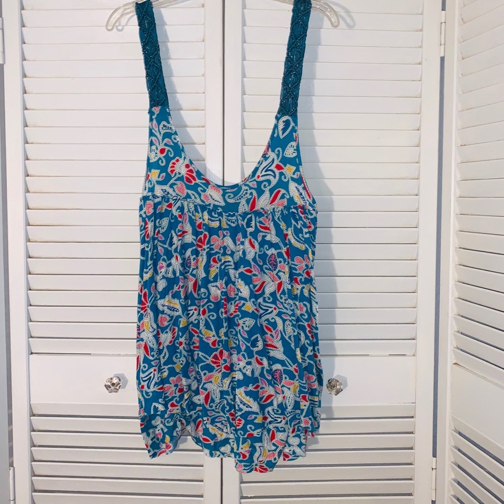 Free People Floral Crochet Strap Tank/ Tunic